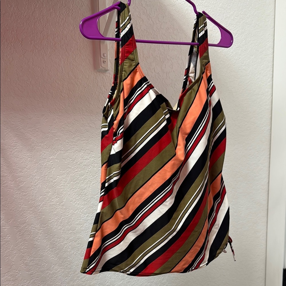 Orange and Black Asymmetrical Tie Front Bikini